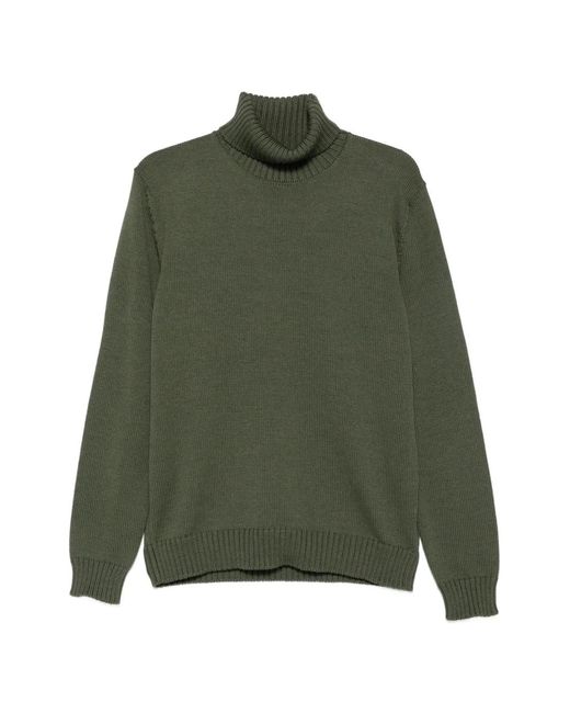 Zanone Green Pull Côtelé À Col Roulé for men