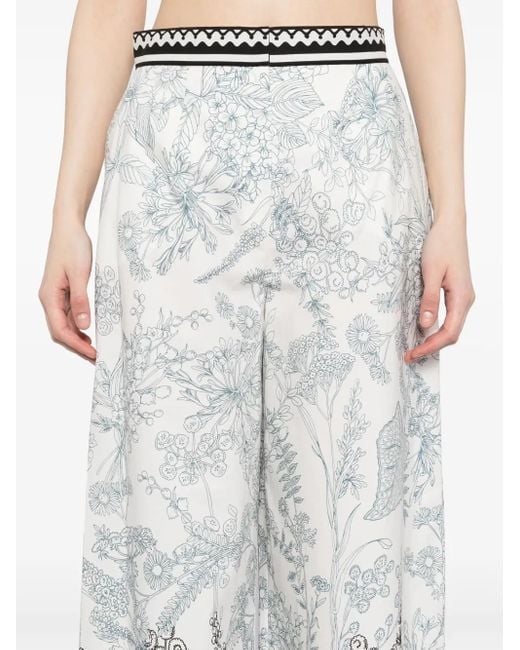 Elie Saab White Printed Cotton Pants