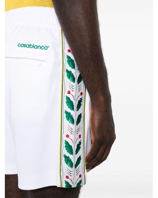 Casablancabrand White Logo-embellished Jersey Shorts for men