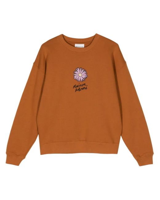 Maison Kitsuné Katoenen Sweater Met Print in het Brown