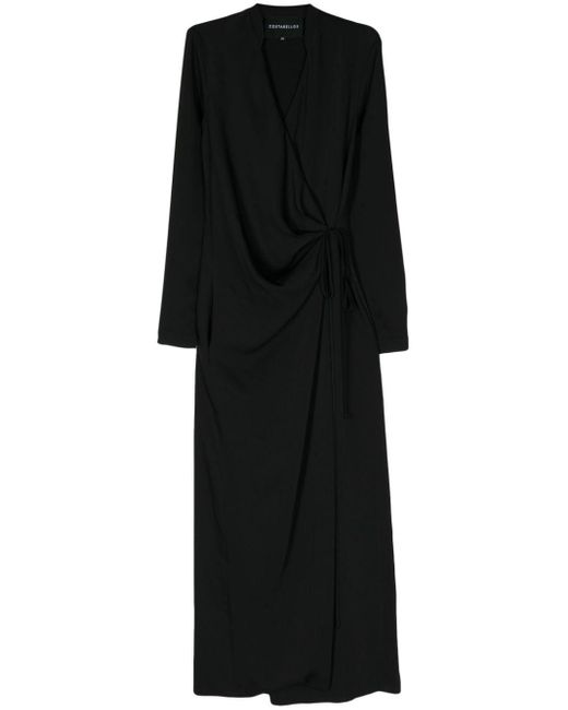 Jenella crepe wrap dress di Costarellos in Black