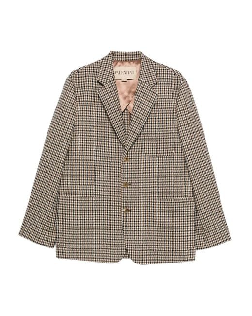 Valentino Garavani Brown Check Blazer for men