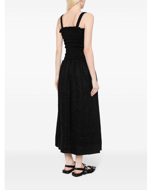 Faithfull The Brand Black Messini Linen Midi Dress