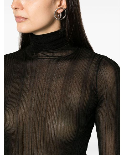 Givenchy Black Semi-sheer Mock-neck Top