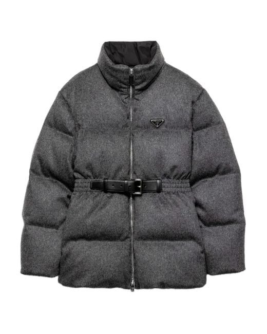 Prada Loden パデッドジャケット Gray