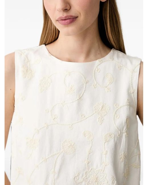 Pedro Del Hierro Madrid White Embroidered Fringed Top