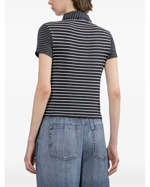 Rag & Bone Blue Striped Short-Sleeve Polo Shirt