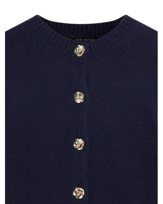 Ted Baker Blue Jaycey Rose-Button Cardigan