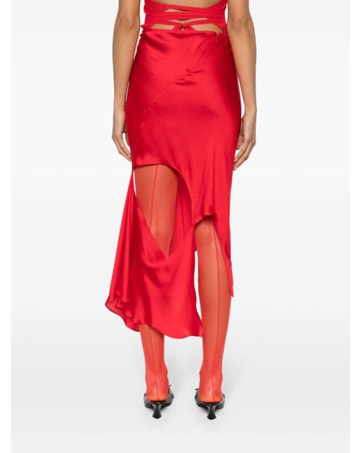 Acne Red Cut-out Silk Maxi Skirt