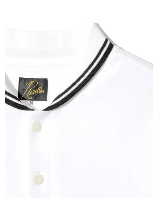 Needles White Logo-Detail Cotton Polo Shirt for men