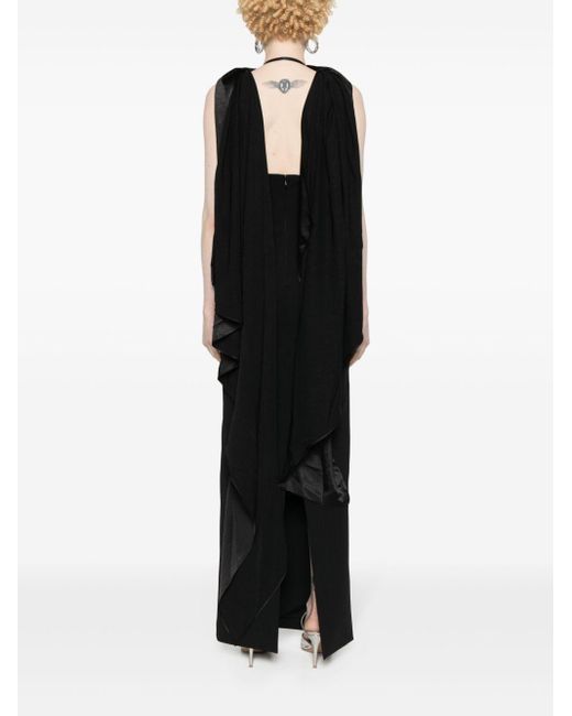 Solace London Black Dahlia Sash-detail Maxi Dress
