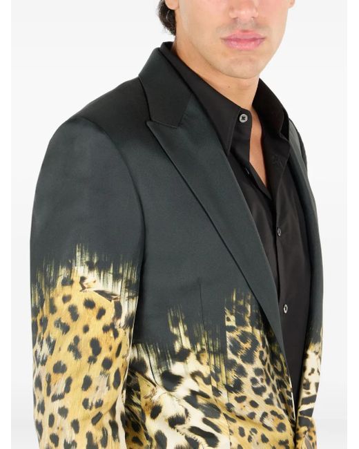 Roberto Cavalli Sakko mit Leoparden-Print in Black für Herren