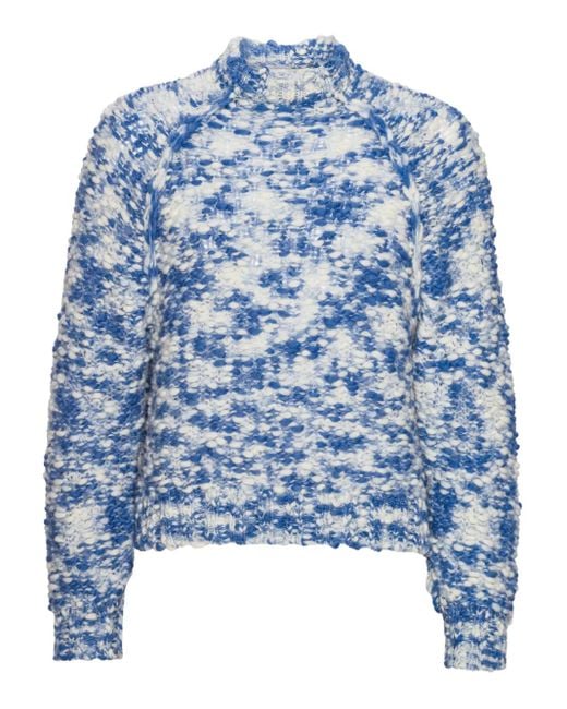 Henrik Vibskov Blue Textured Mock-neck Sweater