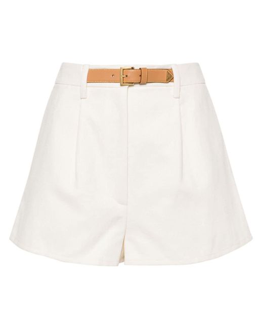 Prada White Belted Cotton-blend Shorts