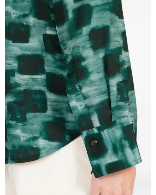 Camisa con estampado abstracto y botones Ferragamo de color Green