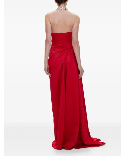 V:PM ATELIER Red Kira Strapless Twisted Maxi Dress