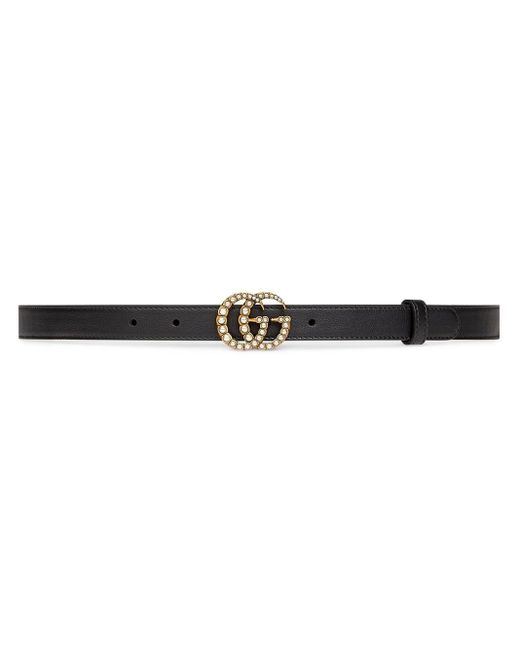leather belt with double g buckle black