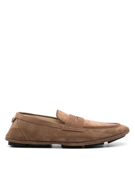 Dolce & Gabbana Brown Suede Loafers With Dg Plaque For for men