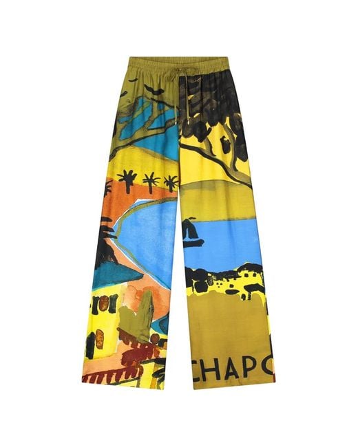 FABIENNE CHAPOT Yellow Brent Landscape-Print Trousers