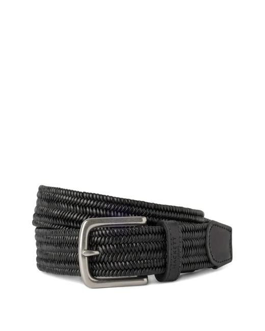 Hackett Black Braided Leather Belt for men