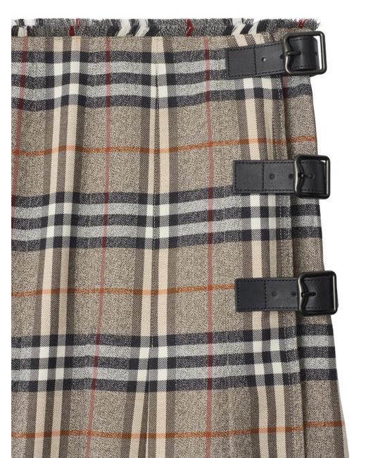 Jupe En Laine À Coupe Mi-Longue Burberry en coloris Gray