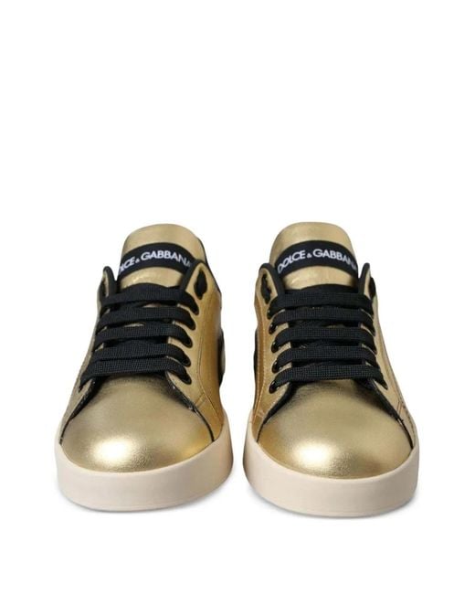 Dolce & Gabbana Black Portofino Metallic Sneakers