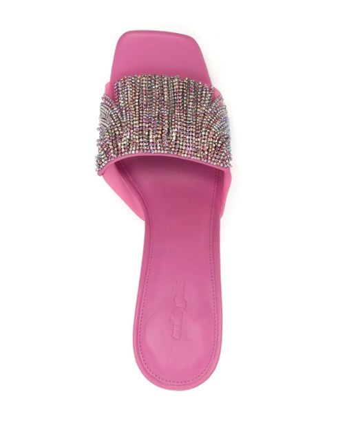 Cult Gaia Pink 120Mm Crystal-Embellished Open-Toe Mules