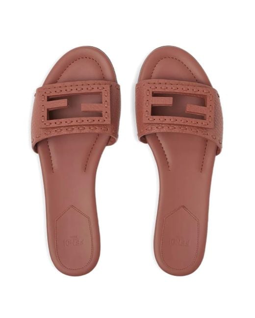 Fendi Brown Baguette Leather Sandals