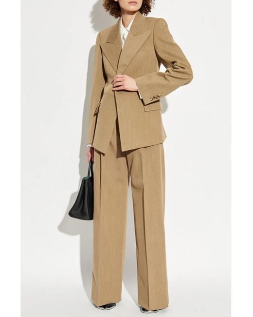 Burberry Natural Wool Twill Peak Lapel Blazer