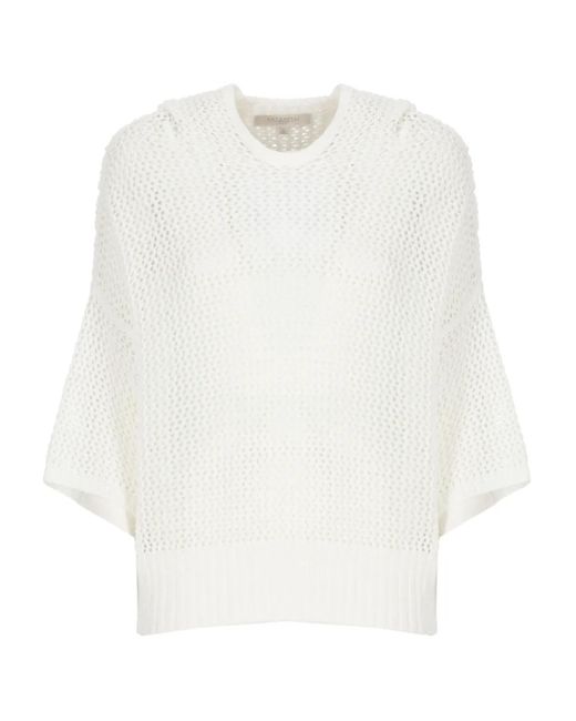Antonelli White Perforated-Pattern Hooded Sweater