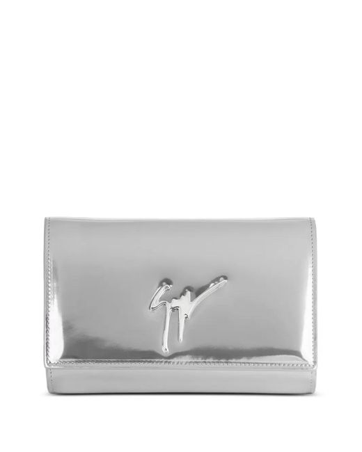 Giuseppe Zanotti Gray Signature Chain Clutch Bag