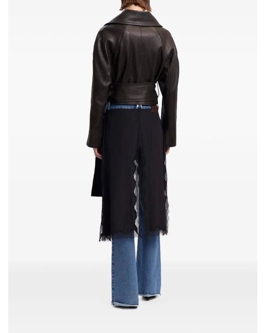 16Arlington Black Veste En Cuir Palmer À Taille Ceinturée