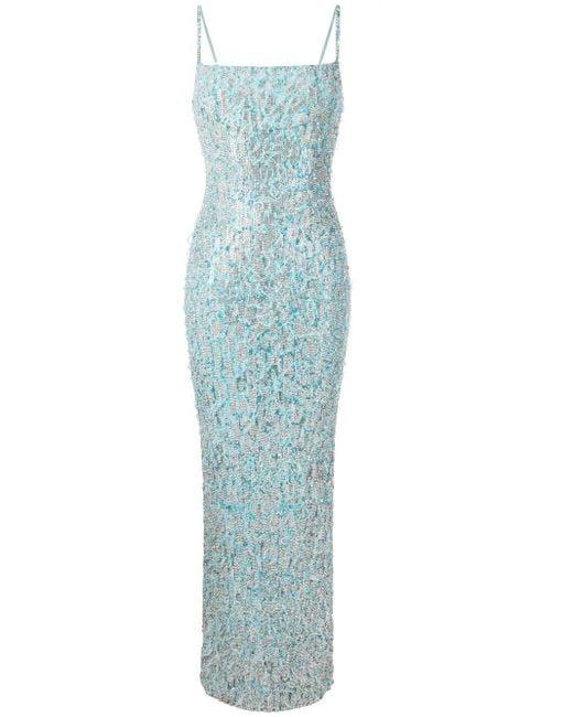 Rachel Gilbert Blue Tilly Crystal-embellished Gown