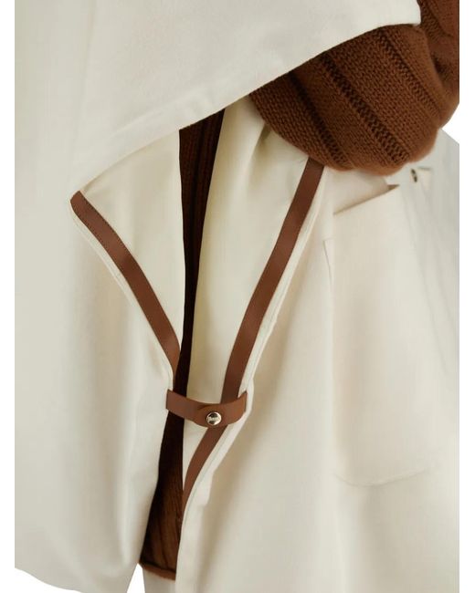 Herno White Poncho À Capuche