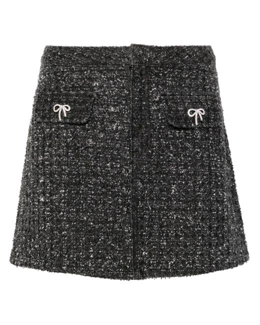 Self-Portrait Black Textured Denim Mini Skirt