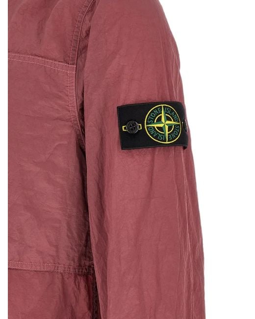 Stone Island Red Zip-Up Overshirt for men