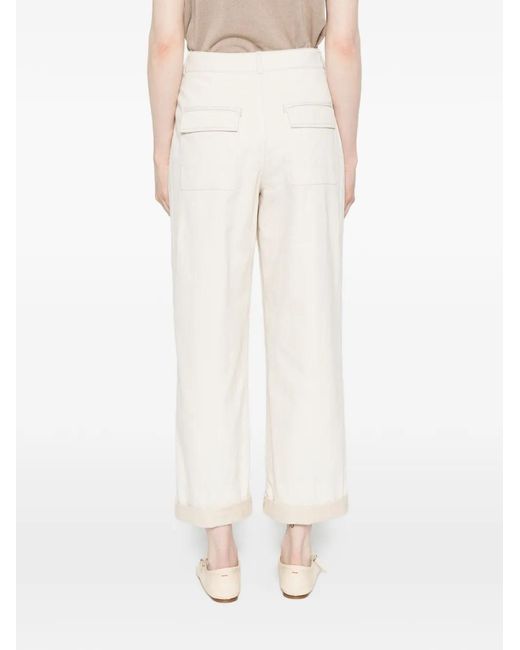 Peserico White Cuffed Trousers