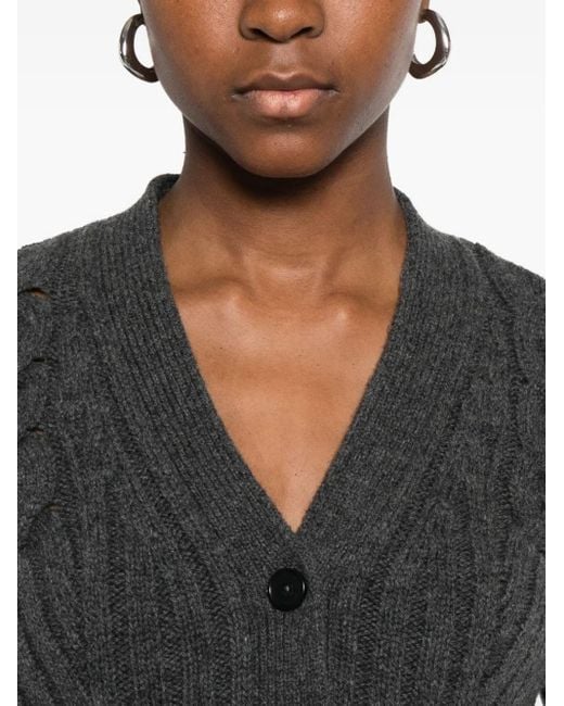 Alexander McQueen Peplum-hem Cable-knit Cardigan Black