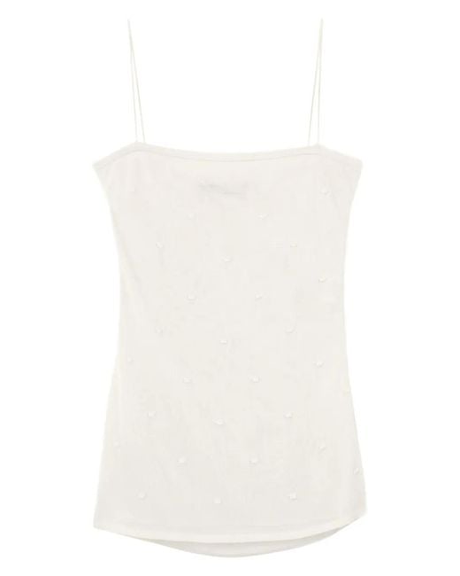 Jacquemus White Square Neck Spaghetti Strap Top