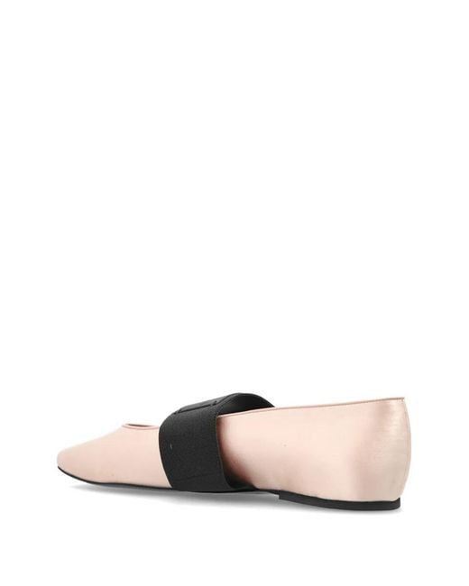 Givenchy White Logo-Patch Elasticated-Strap Ballet Flats