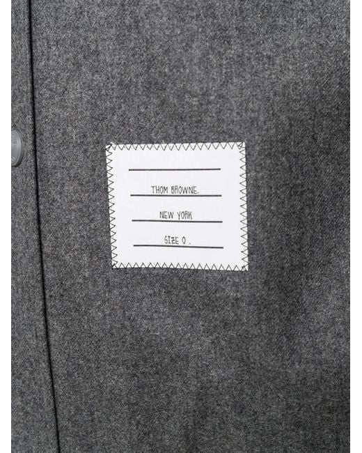 Thom Browne Gray Logo-Patch Shirt Jacket for men