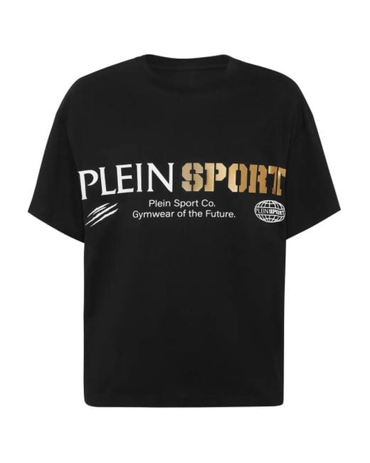 Philipp Plein Black Logo-Print Round-Neck T-Shirt for men