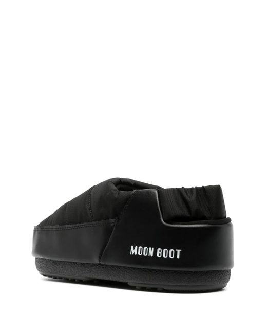 Moon Boot Black Elasticated Band Padded Slippers