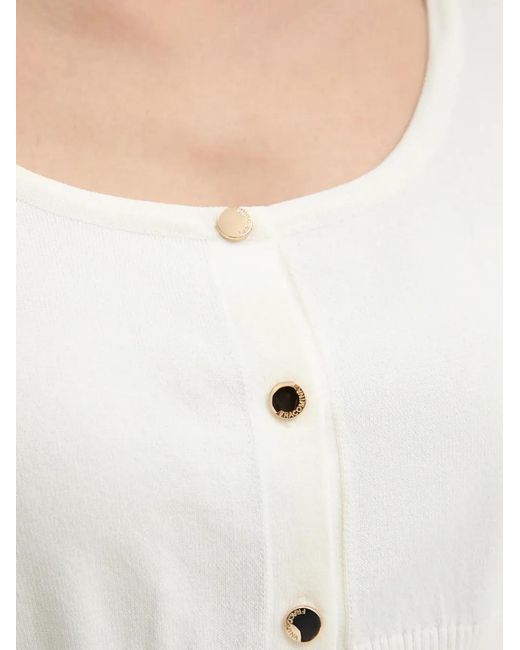 Fracomina White Cardigan Mit Rundem Ausschnitt