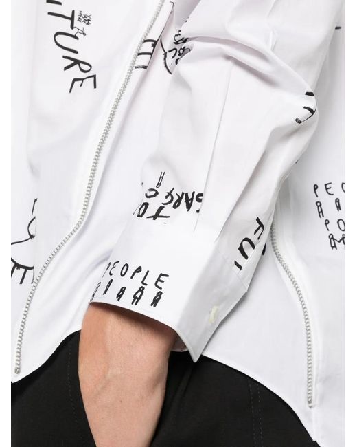 Comme des Garçons White Chemise Imprimée En Coton