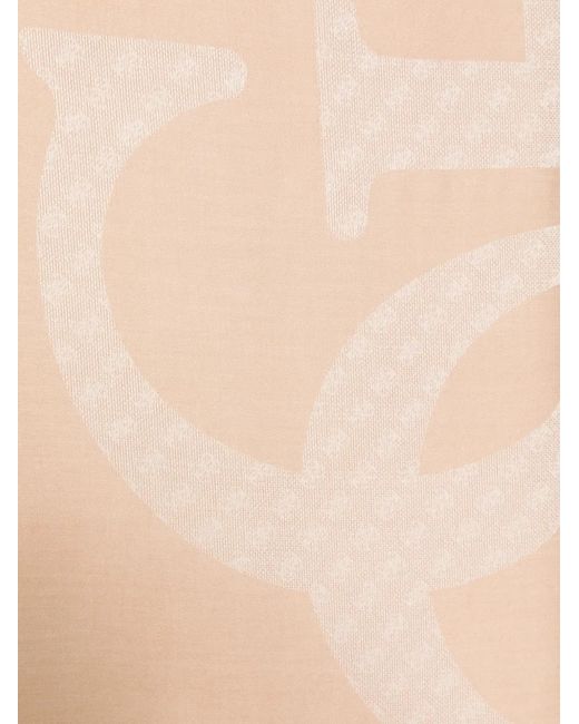 Guess White Monogram-Pattern Frayed Scarf