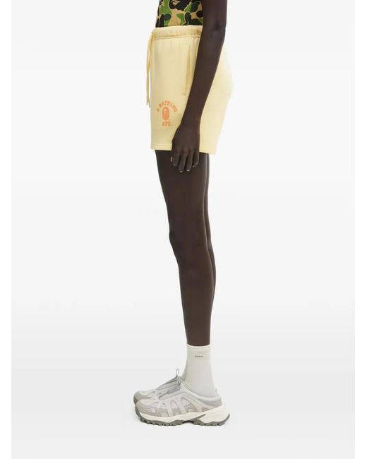 A Bathing Ape Natural Logo-Print Drawstring Shorts