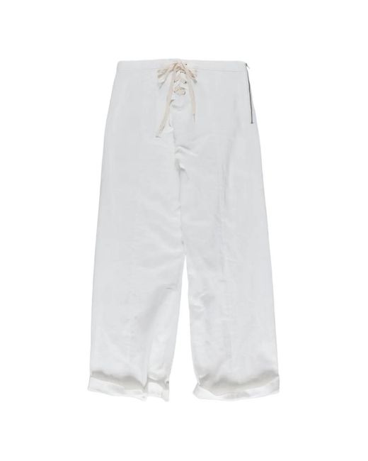 La Fetiche White Button-Detail Wide-Leg Jeans