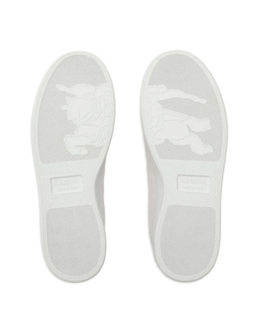Burberry White Embossed Check Leather Sneakers for men