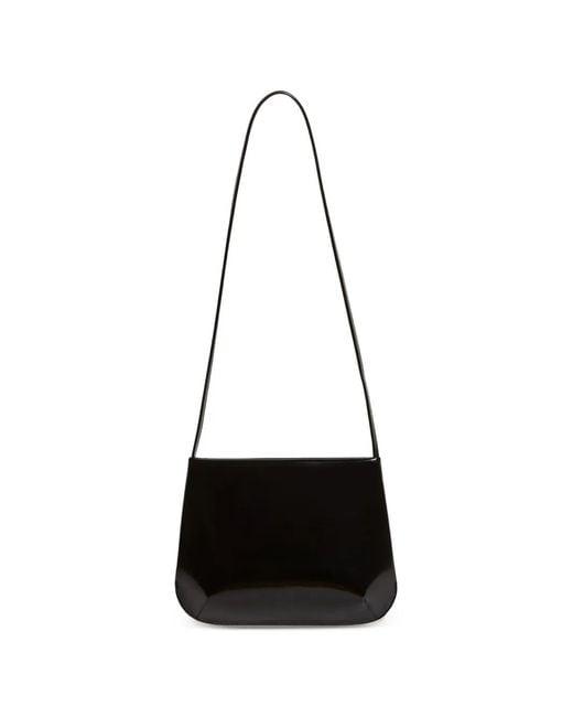 Faune White Polished-Finish Shoulder Bag